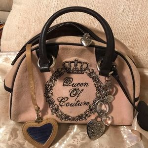 Juicy Couture Purse pink velour, brn. Leather.